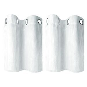 2 Panels Kitchen Linen Look Blackout Curtains Gommet Top 29"W x 24"L Light Gray